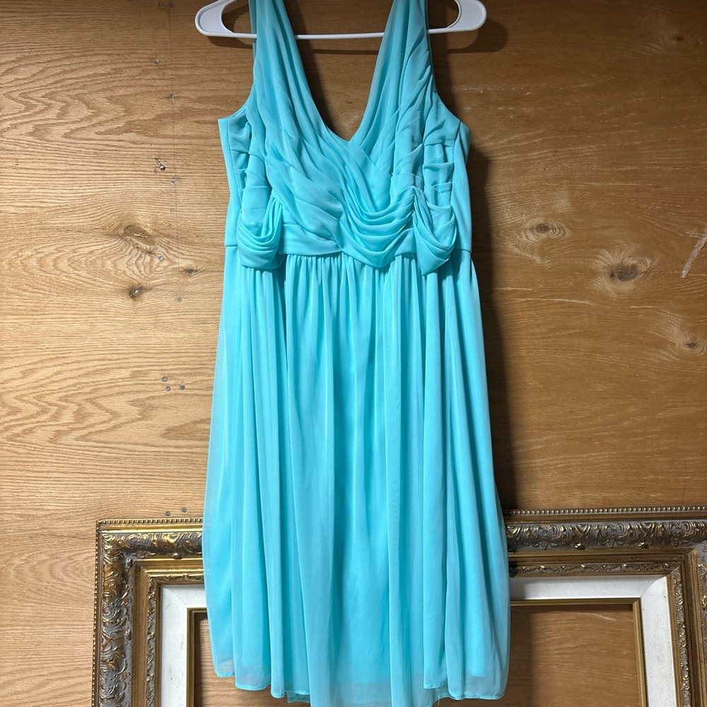 David's Bridal Turquoise Backless Dress